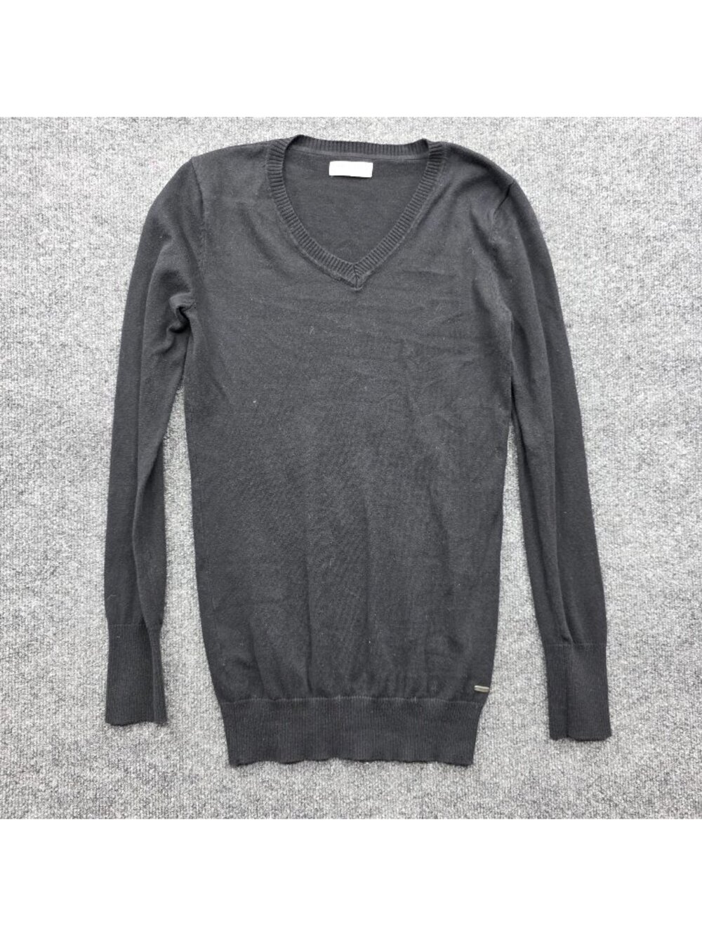 Timeout Losangeles V Neck Sweater Tunic L Black Cotton Casual Layers Minimalist